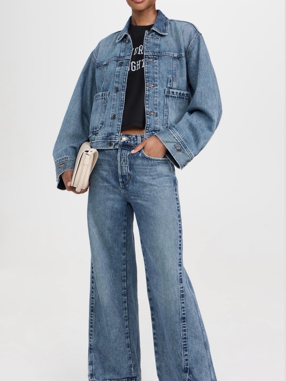 Favorite Daughter Wide-Leg Jeans in Medium Blue - Picture 2 of 9